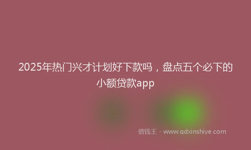 2025年热门兴才计划好下款吗，盘点五个必下的小额贷款app