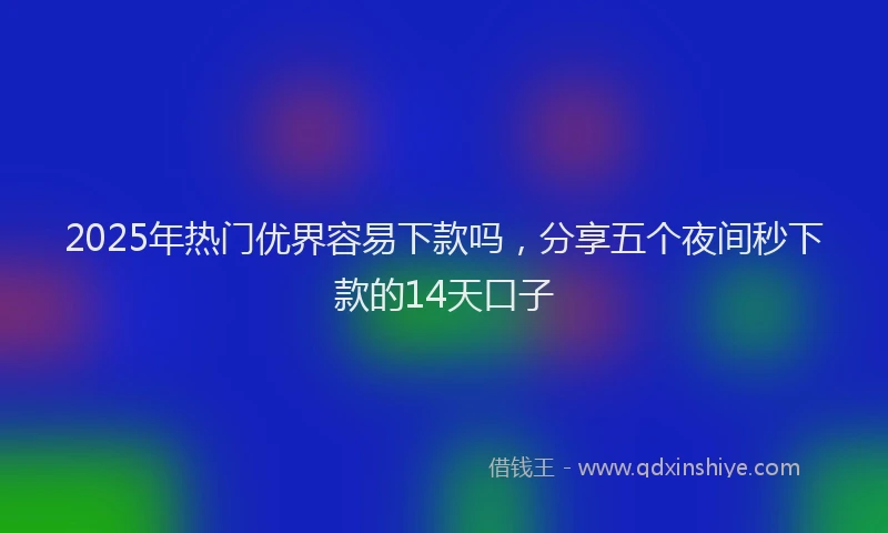 2025年热门优界容易下款吗，分享五个夜间秒下款的14天口子