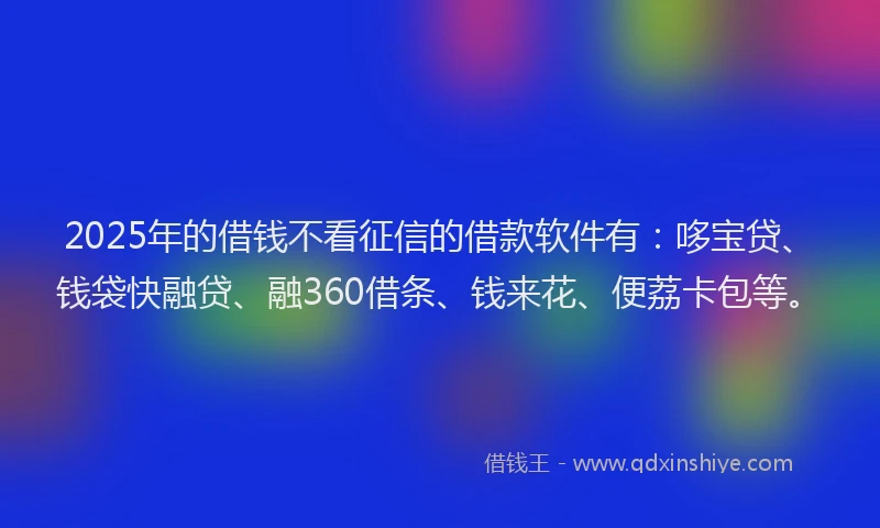 2025年的借钱不看征信的借款软件有：哆宝贷、钱袋快融贷、融360借条、钱来花、便荔卡包等。