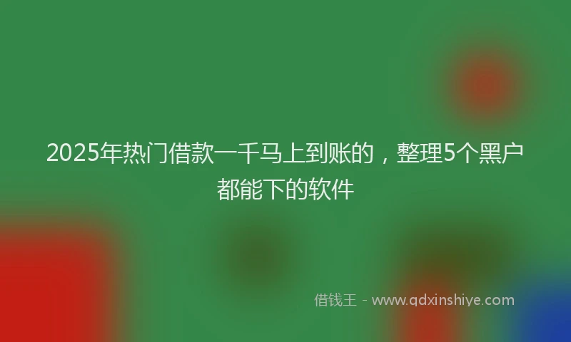 2025年热门借款一千马上到账的，整理5个黑户都能下的软件