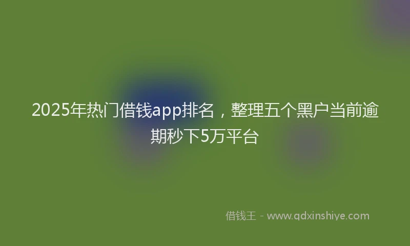 2025年热门借钱app排名，整理五个黑户当前逾期秒下5万平台