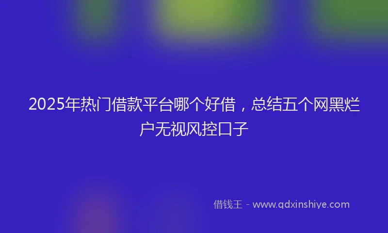 2025年热门借款平台哪个好借，总结五个网黑烂户无视风控口子