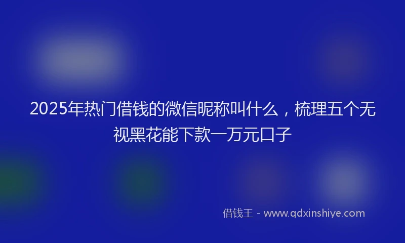 2025年热门借钱的微信昵称叫什么，梳理五个无视黑花能下款一万元口子