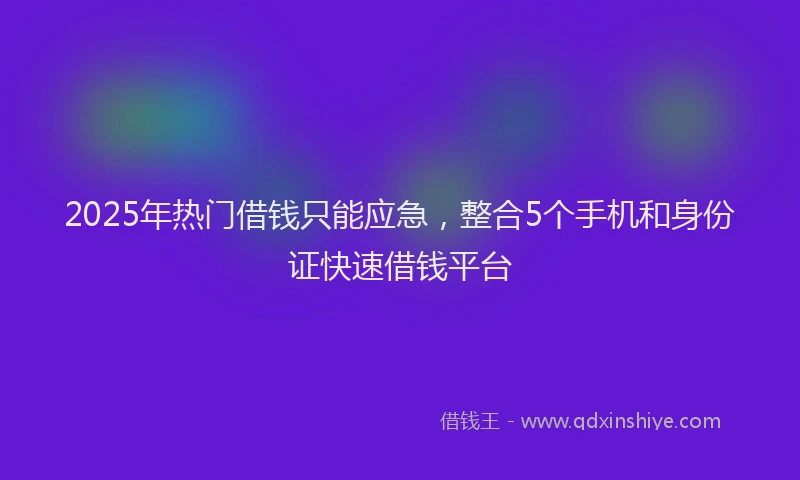 2025年热门借钱只能应急，整合5个手机和身份证快速借钱平台
