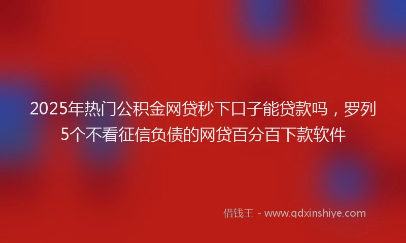 2025年热门公积金网贷秒下口子能贷款吗，罗列5个不看征信负债的网贷百分百下款软件