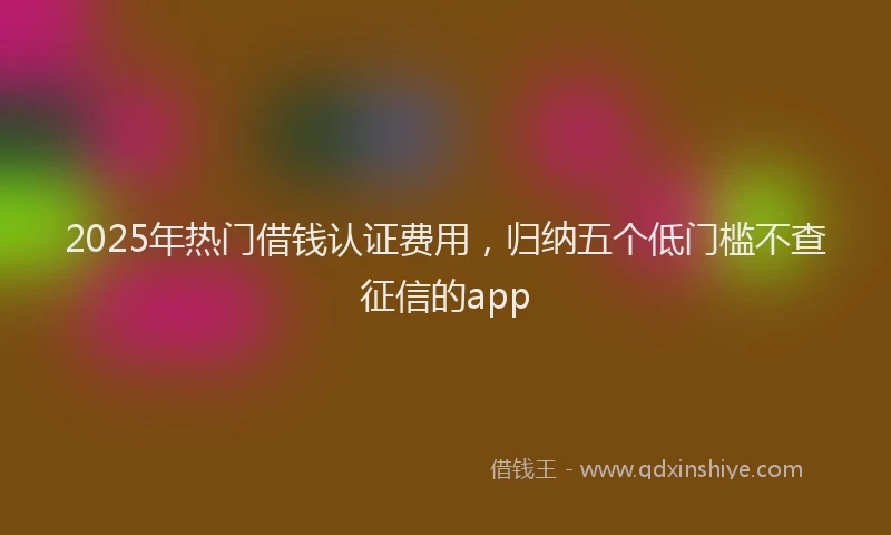 2025年热门借钱认证费用，归纳五个低门槛不查征信的app