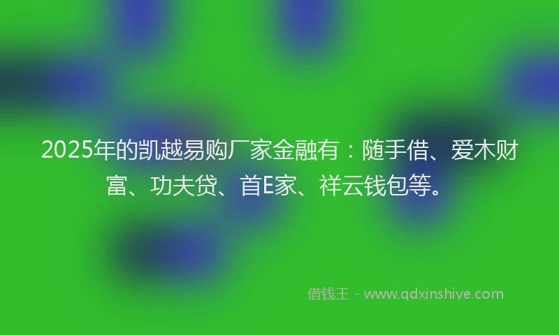 2025年的凯越易购厂家金融有：随手借、爱木财富、功夫贷、首E家、祥云钱包等。