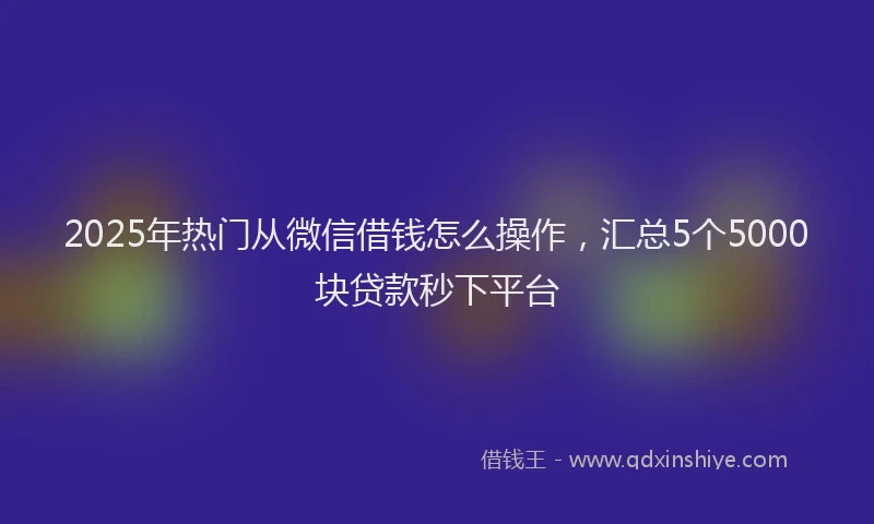 2025年热门从微信借钱怎么操作，汇总5个5000块贷款秒下平台