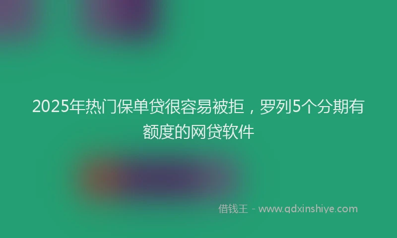 2025年热门保单贷很容易被拒，罗列5个分期有额度的网贷软件