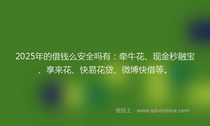 2025年的借钱么安全吗有：牵牛花、现金秒融宝、享来花、快易花贷、微博快借等。