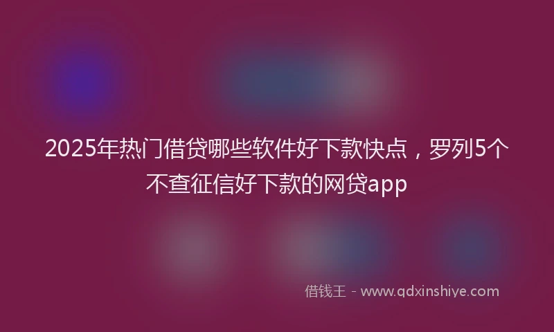 2025年热门借贷哪些软件好下款快点，罗列5个不查征信好下款的网贷app