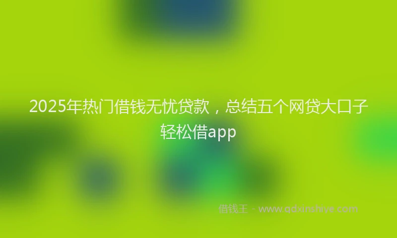 2025年热门借钱无忧贷款，总结五个网贷大口子轻松借app