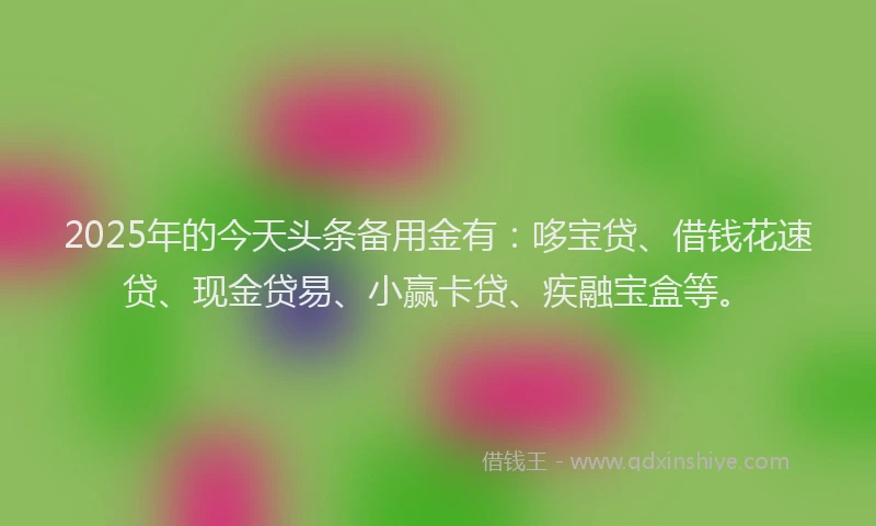 2025年的今天头条备用金有：哆宝贷、借钱花速贷、现金贷易、小赢卡贷、疾融宝盒等。