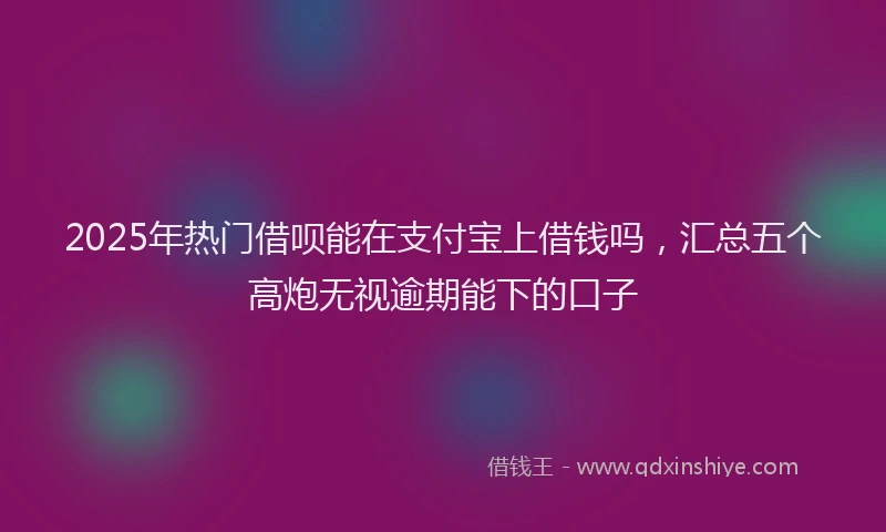 2025年热门借呗能在支付宝上借钱吗，汇总五个高炮无视逾期能下的口子