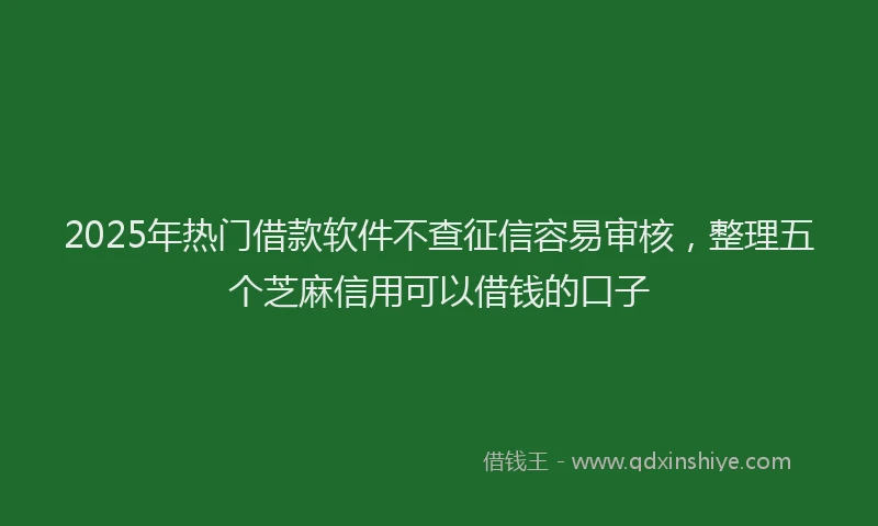 2025年热门借款软件不查征信容易审核，整理五个芝麻信用可以借钱的口子