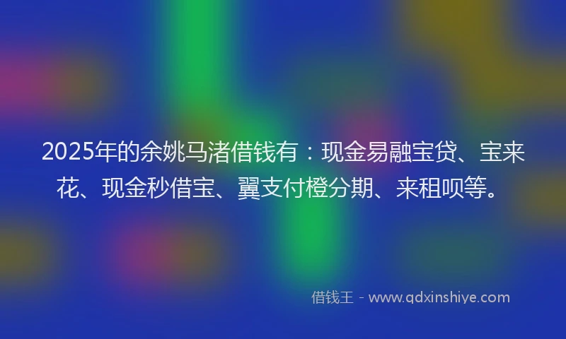 2025年的余姚马渚借钱有：现金易融宝贷、宝来花、现金秒借宝、翼支付橙分期、来租呗等。