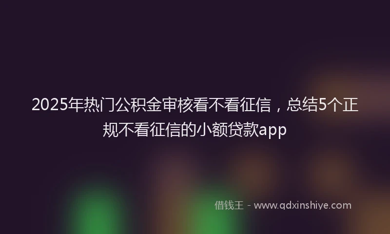 2025年热门公积金审核看不看征信，总结5个正规不看征信的小额贷款app