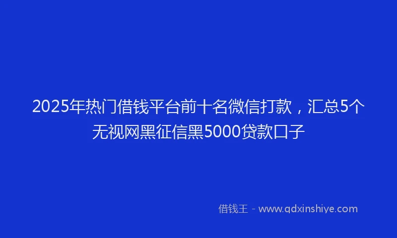 2025年热门借钱平台前十名微信打款，汇总5个无视网黑征信黑5000贷款口子