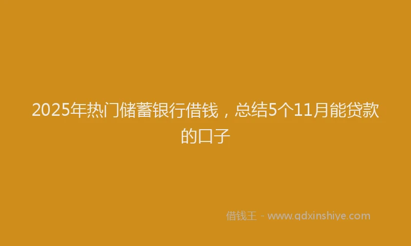 2025年热门储蓄银行借钱，总结5个11月能贷款的口子