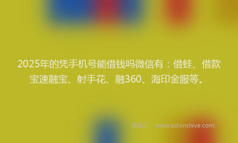 2025年的凭手机号能借钱吗微信有：借蛙、借款宝速融宝、射手花、融360、海印金服等。
