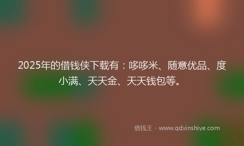 2025年的借钱侠下载有：哆哆米、随意优品、度小满、天天金、天天钱包等。