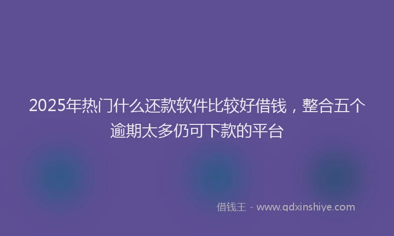 2025年热门什么还款软件比较好借钱，整合五个逾期太多仍可下款的平台