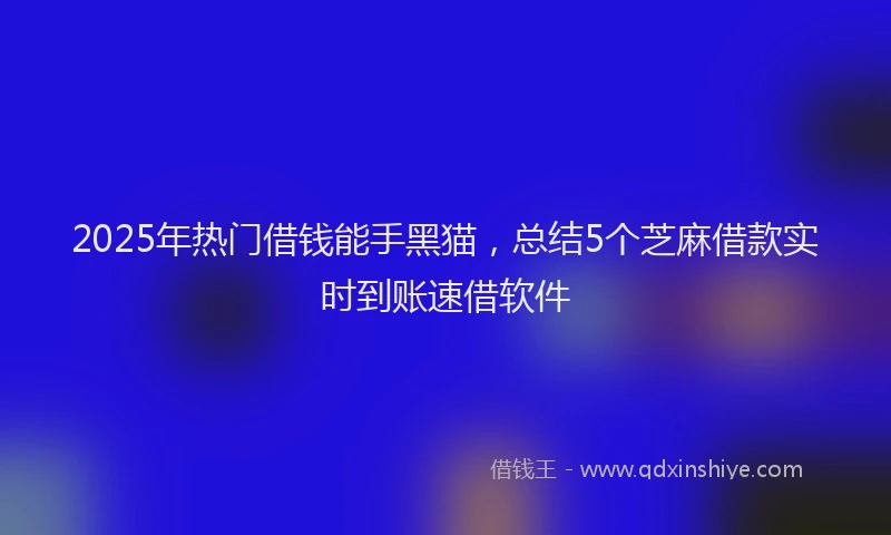2025年热门借钱能手黑猫，总结5个芝麻借款实时到账速借软件