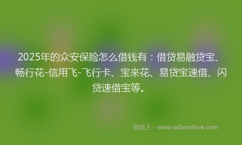 2025年的众安保险怎么借钱有：借贷易融贷宝、畅行花-信用飞-飞行卡、宝来花、易贷宝速借、闪贷速借宝等。