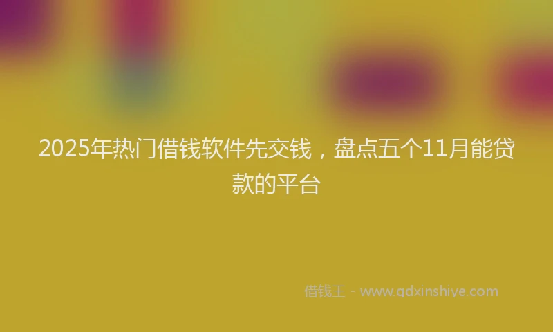 2025年热门借钱软件先交钱，盘点五个11月能贷款的平台