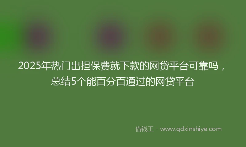 2025年热门出担保费就下款的网贷平台可靠吗，总结5个能百分百通过的网贷平台