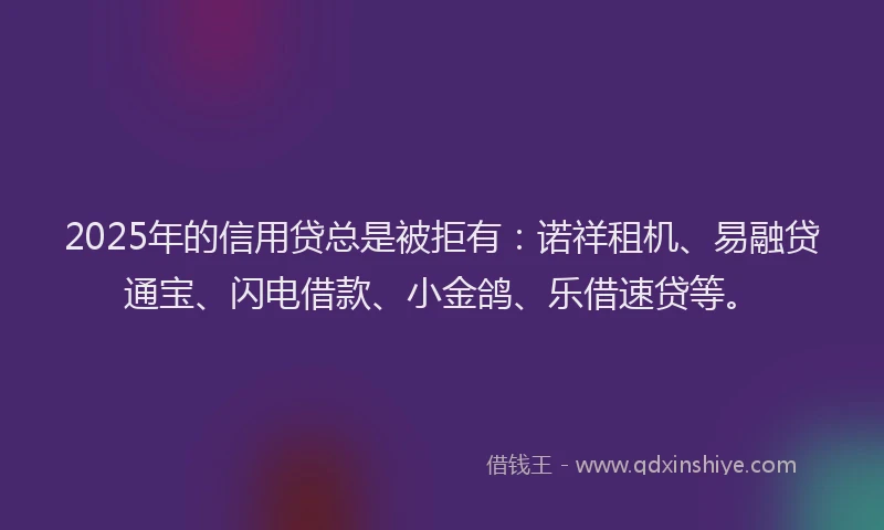 2025年的信用贷总是被拒有：诺祥租机、易融贷通宝、闪电借款、小金鸽、乐借速贷等。