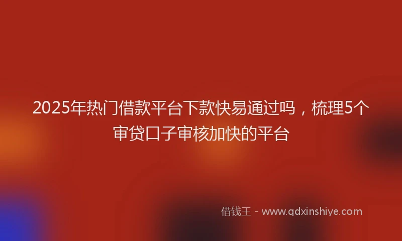 2025年热门借款平台下款快易通过吗，梳理5个审贷口子审核加快的平台