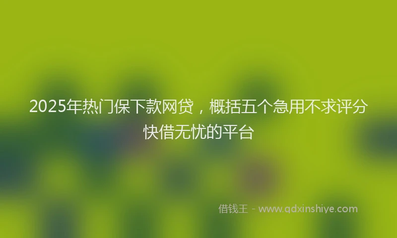 2025年热门保下款网贷，概括五个急用不求评分快借无忧的平台