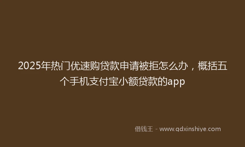 2025年热门优速购贷款申请被拒怎么办，概括五个手机支付宝小额贷款的app