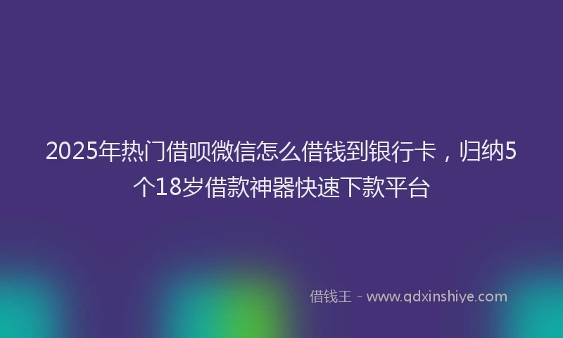 2025年热门借呗微信怎么借钱到银行卡，归纳5个18岁借款神器快速下款平台