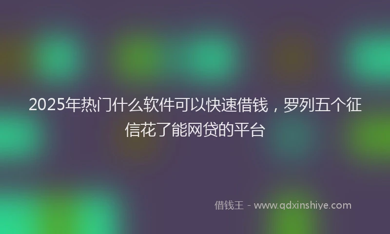 2025年热门什么软件可以快速借钱，罗列五个征信花了能网贷的平台