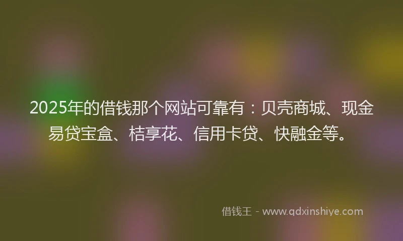 2025年的借钱那个网站可靠有：贝壳商城、现金易贷宝盒、桔享花、信用卡贷、快融金等。