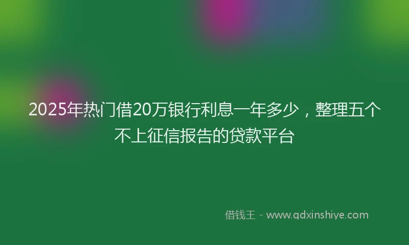 2025年热门借20万银行利息一年多少，整理五个不上征信报告的贷款平台