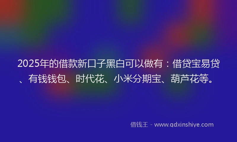 2025年的借款新口子黑白可以做有：借贷宝易贷、有钱钱包、时代花、小米分期宝、葫芦花等。