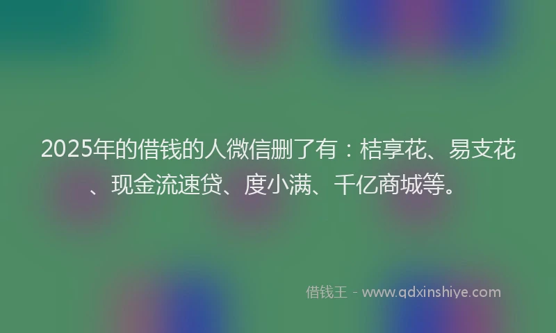 2025年的借钱的人微信删了有：桔享花、易支花、现金流速贷、度小满、千亿商城等。