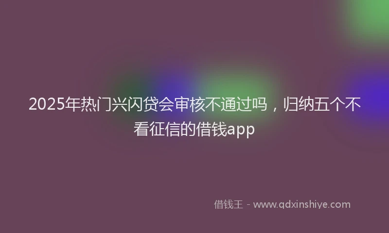 2025年热门兴闪贷会审核不通过吗，归纳五个不看征信的借钱app