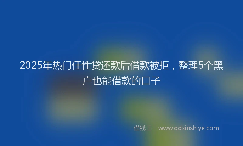 2025年热门任性贷还款后借款被拒，整理5个黑户也能借款的口子