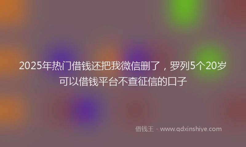 2025年热门借钱还把我微信删了，罗列5个20岁可以借钱平台不查征信的口子