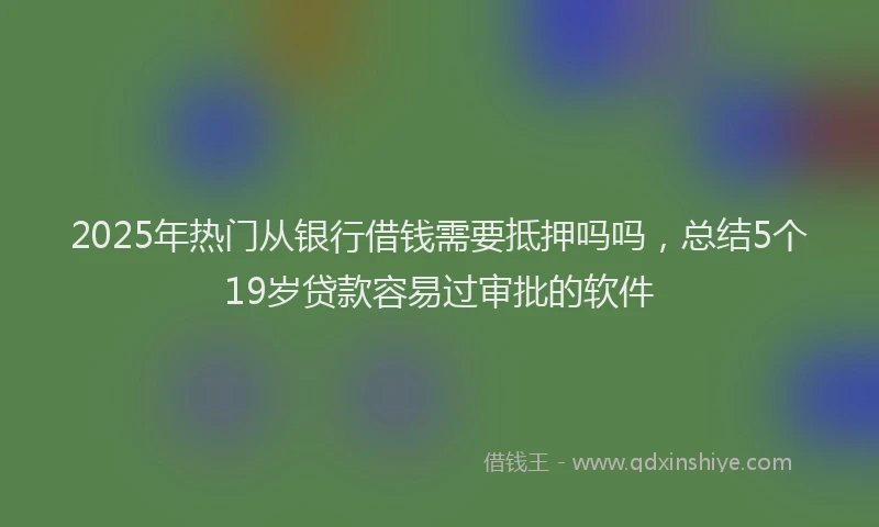 2025年热门从银行借钱需要抵押吗吗，总结5个19岁贷款容易过审批的软件
