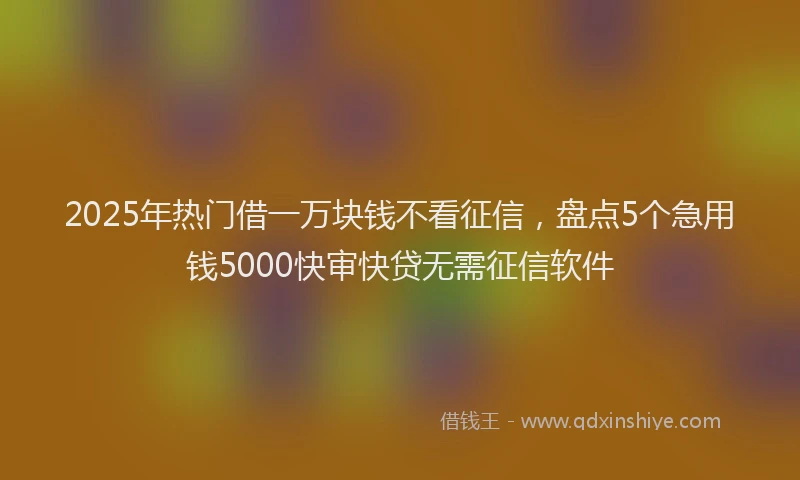 2025年热门借一万块钱不看征信，盘点5个急用钱5000快审快贷无需征信软件