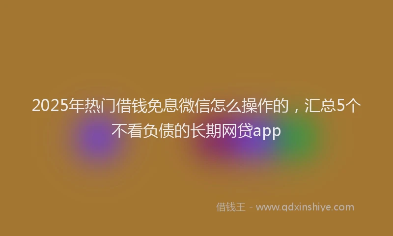 2025年热门借钱免息微信怎么操作的，汇总5个不看负债的长期网贷app
