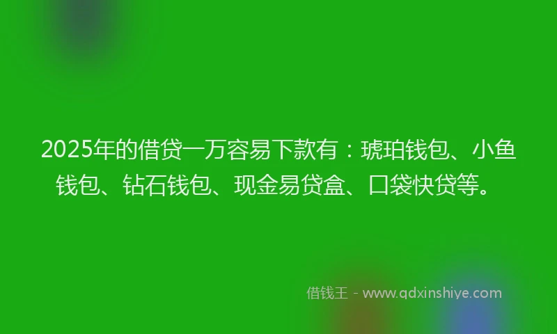 2025年的借贷一万容易下款有：琥珀钱包、小鱼钱包、钻石钱包、现金易贷盒、口袋快贷等。