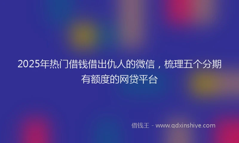 2025年热门借钱借出仇人的微信，梳理五个分期有额度的网贷平台