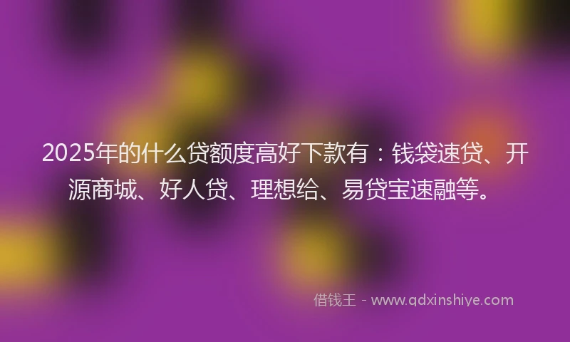 2025年的什么贷额度高好下款有：钱袋速贷、开源商城、好人贷、理想给、易贷宝速融等。