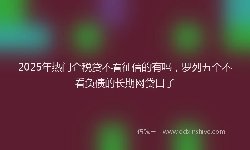 2025年热门企税贷不看征信的有吗，罗列五个不看负债的长期网贷口子